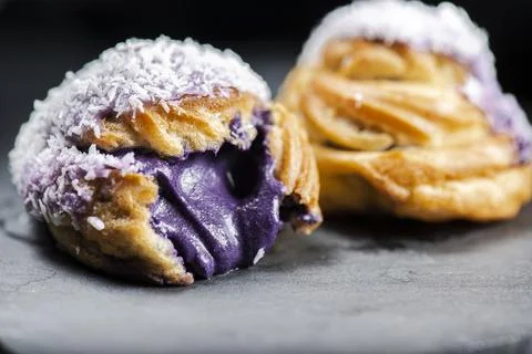 Ube Cream Puff Stock Photos