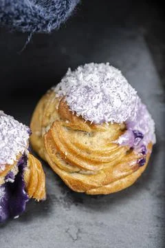 Ube Cream Puff Stock Photos
