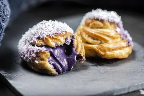 Ube Cream Puff Stock Photos