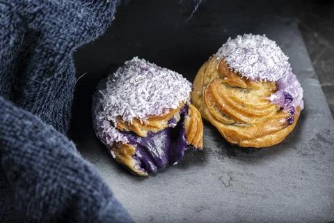 Ube Cream Puff Stock Photos