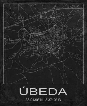 Ubeda Spain Black and White City Map Art Stock Illustration