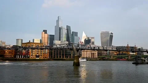 Uber boat under Millennium Bridge Stock Footage 299985643
