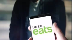 Smartphone With Uber Eats Logo on Displa  Stock Video  Pond5