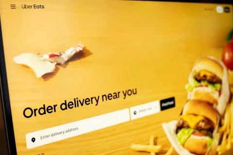 Uber eats website food delivery order service 写真素材