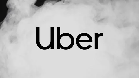 Uber icon in the misty smoke. Concept of mystery around the company. Stock Footage 148183505