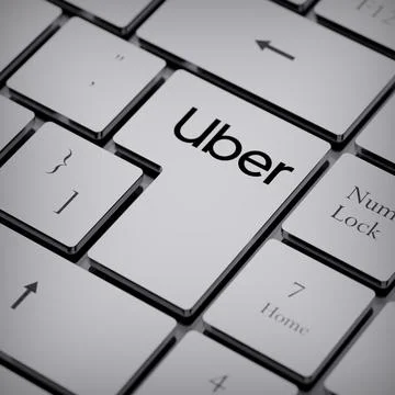 Uber logo notebook keycap 3d illustration stock market editorial Stock-Fotos