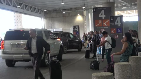 Uber Pickup Zone At Benito Juarez International Airport, Mexico City Stock Footage 154543467
