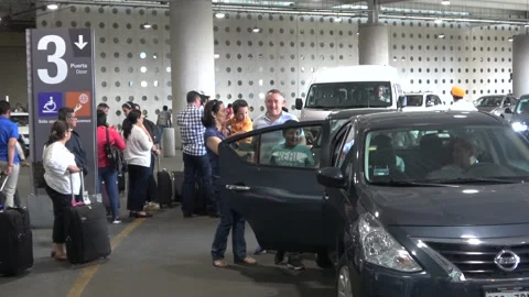 Uber Pickup Zone At Benito Juarez International Airport, Mexico City Stock Footage 154543774