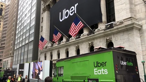Uber Technologies Inc. (NYSE: UBER) becomes public company via initial public Stock Footage 121824922