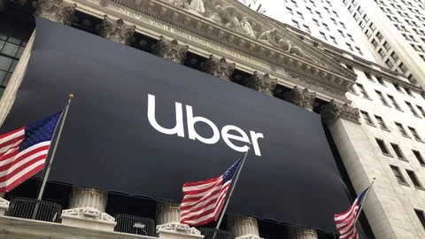 Uber Technologies Inc. (NYSE: UBER) becomes public company via initial public Stock Footage 121824931