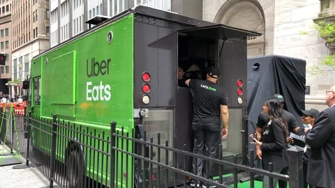 Uber Technologies Inc. (NYSE: UBER) becomes public company via initial public Stock Footage 121824935