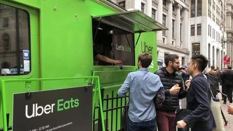 Uber Technologies Inc. (NYSE: UBER) becomes a public company via a initial Stock Footage 121824980