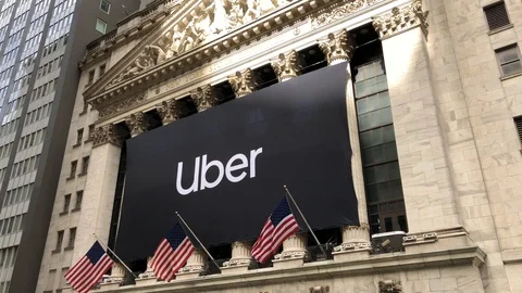 Uber Technologies Inc. (NYSE: UBER) becomes a public company via a initial Stock Footage 121824986