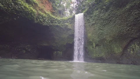 Ubud Forest Waterfall Into Pond Stock Footage 146102700