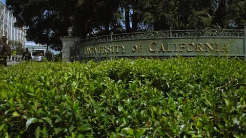 UC Berkeley Entrance Sign Stock Footage