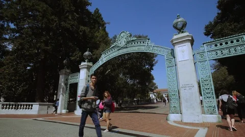 UC Berkeley Sather Gate Wide Stock Footage 117266418