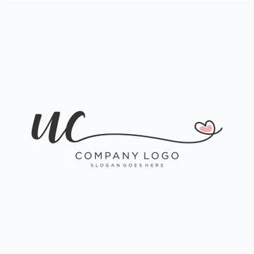 UC Initial handwriting logo design Illustrazione stock