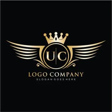 UC Letter Initial with Royal Wing Logo Template. Stock Illustration
