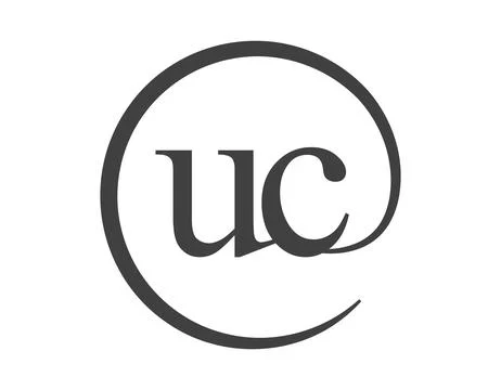 UC logo from two letter with circle shape email sign style. U and C round l.. Illustrazione stock
