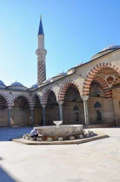 Üç Şerefeli (Tree Balconies) Mosque or Burmali Mosque in Edirne, Turkey. Stock Photos