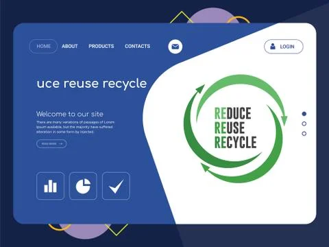 Uce reuse recycle Landing page website template design Free Stock Illustration