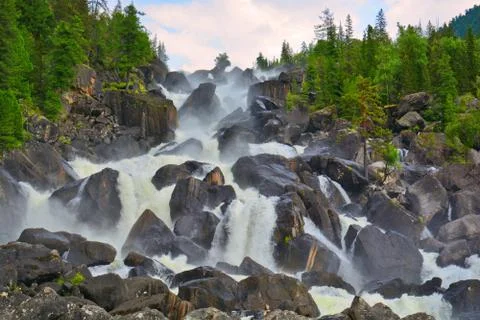 Uchar Waterfall on the Chulcha River, The Big Chulchinsky Stock Photos