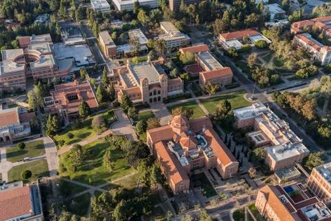 UCLA Royce Hall Campus Quad Aerial Stock Photos