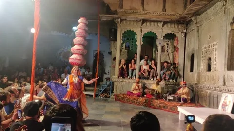 Udaipur, india – 2019-August-7:   Dharohar Folk Dance in Udaipur, India Stock Footage 306108809