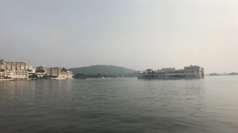 Udaipur, India - view of the palace from the side of the lake part 4 Stock Footage 132842480