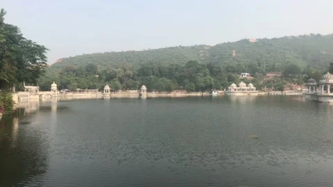 Udaipur, India - view of the palace from the side of the lake part 6 Stock-Footage 132843489