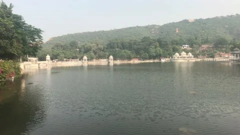 Udaipur, India - view of the palace from the side of the lake part 5 Stock Footage 132844077
