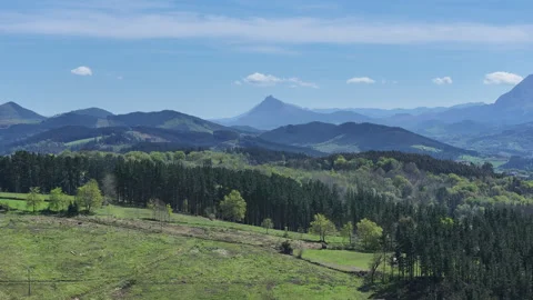 Udalaitz mountain from nature with views of mountains telephoto lens Stock Footage 272140032