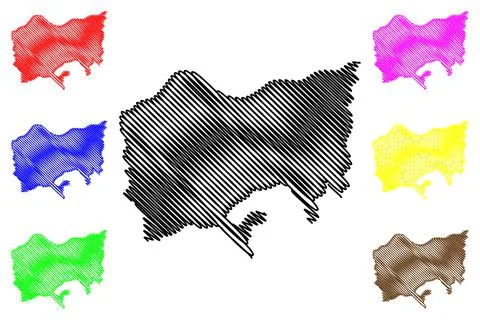 Udalguri district (Assam State, Republic of India) map vector illustration, s Stock Illustration