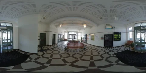 UDDEVALLA, SWEDEN – 07/23/2018: Inside a Empty Train Station - 360 VR Video stock 92696049