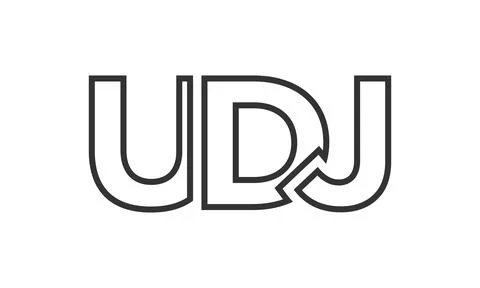 UDJ logo design template with strong and modern bold text. Initial based ve.. 库存插图