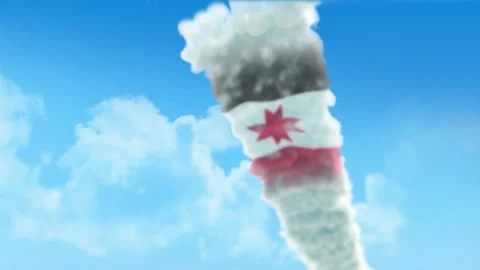 Udmurtia Flag 3D Render Animation Created with Colored Smoke Trails by Aircr 스톡 동영상 332313197