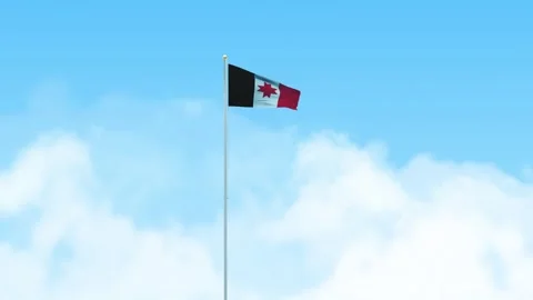 Udmurtia Flag 3D Render Animation Waving on Pole with Blue Sky Stock-Footage 332963672