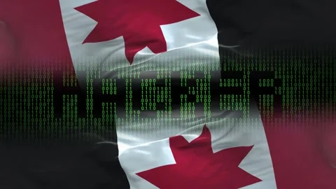 Udmurtia flag - Waving flag on matrix binary code background Stock Footage 321420692
