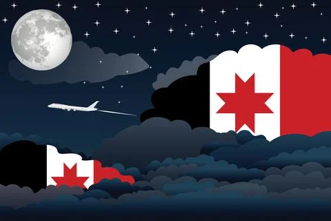 Udmurtia Night Clouds Airplane Vector Illustration Stock Illustration