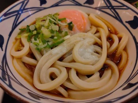 Udon with egg Stock Photos