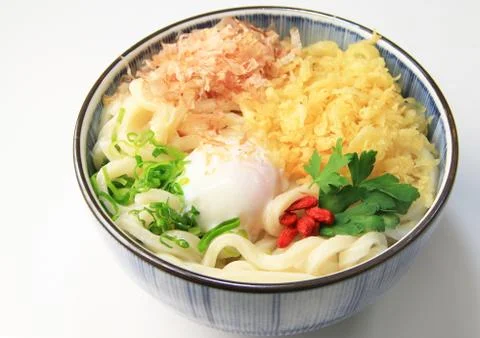 Udon with hot spring egg Stock Photos