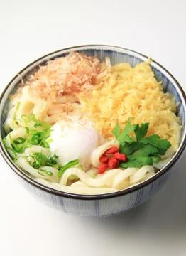 Udon with hot spring egg Stock Photos