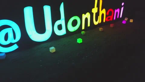 Udonthani video dron in the night Stock Footage 219028197