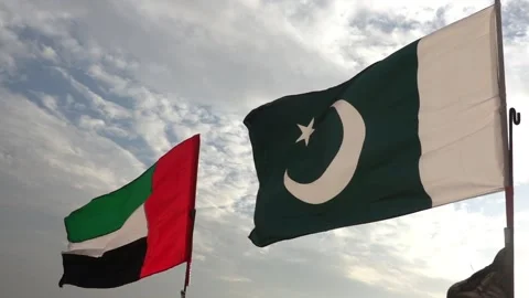 Uea flag and pakistan flag sky and cloud background Video stock 144684953