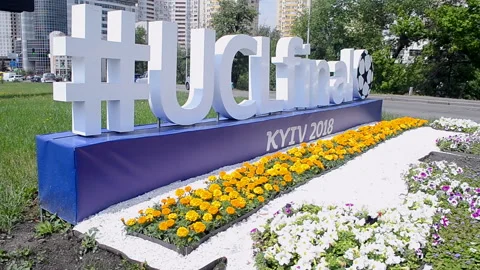 UEFA Champions League Final 2018 Symbols in Kiev, Ukraine. Video stock 89933862