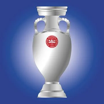 Uefa cup for nations with Danish team logo, vector illustration, editorial Stock Illustration