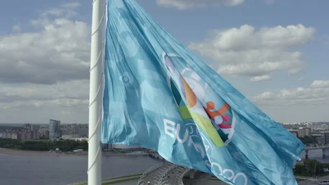 UEFA flag at World Cup 2020. Close-up. Stock-Footage 155048192