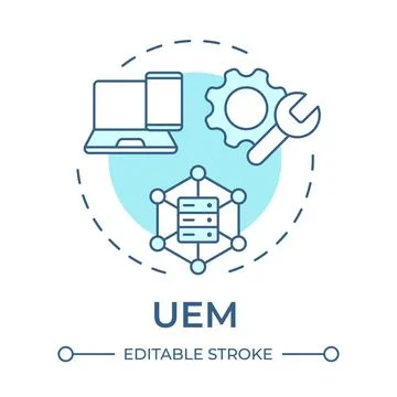 UEM soft blue concept icon Stock Illustration