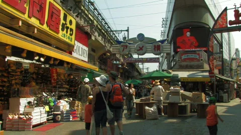 Ueno Ameyoko in Tokyo, Japan Stock Footage