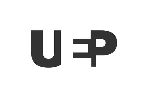 UEP logo design. Initial letter U E P bold font style for tech startups, co.. Stock Illustration
